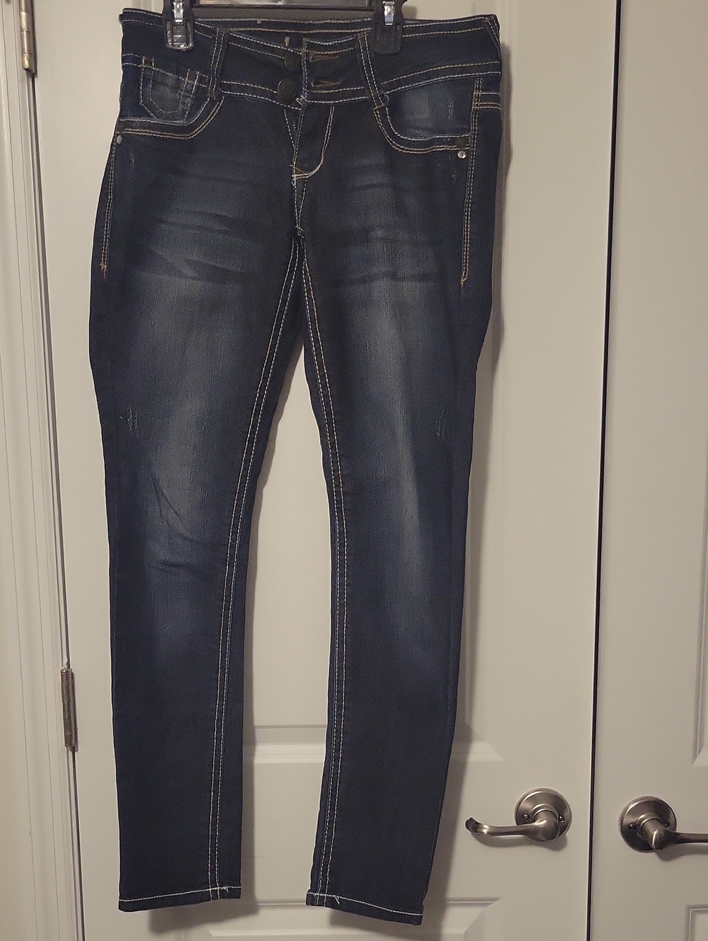 Wallflower Dark Indigo Skinny Jeans with Contrast Stitching